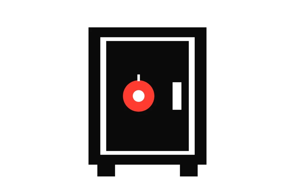 Illustration of a safe with a red dial, for the first withdrawal at a new betting site