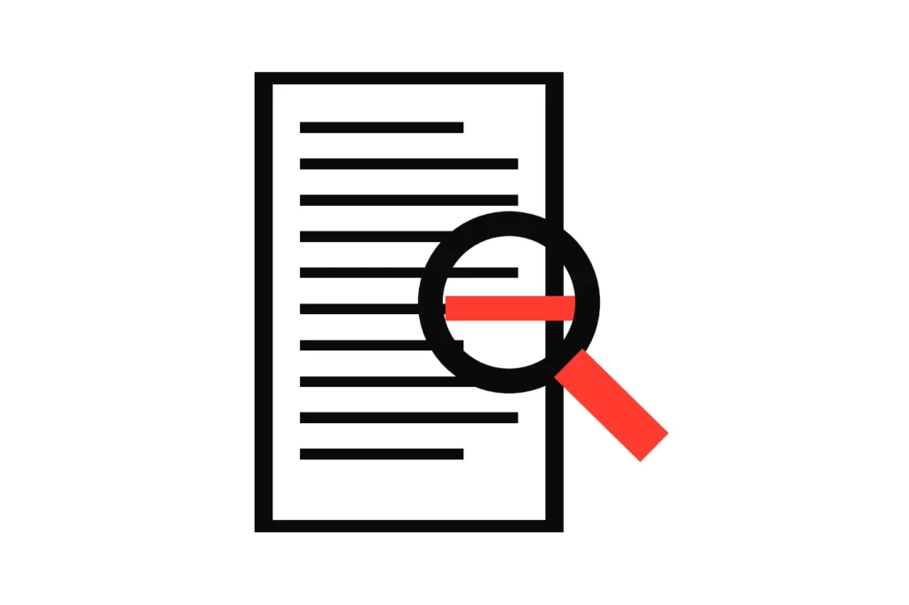 Illustration of a magnifying glass over a page of terms, for checking a new betting site before you join